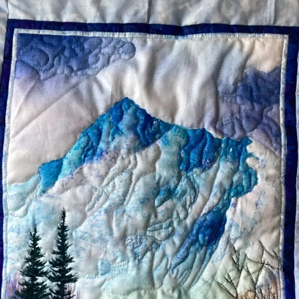 NWT. Hand Crafted Mountain Pass Landscape Quilted Wall Hanging